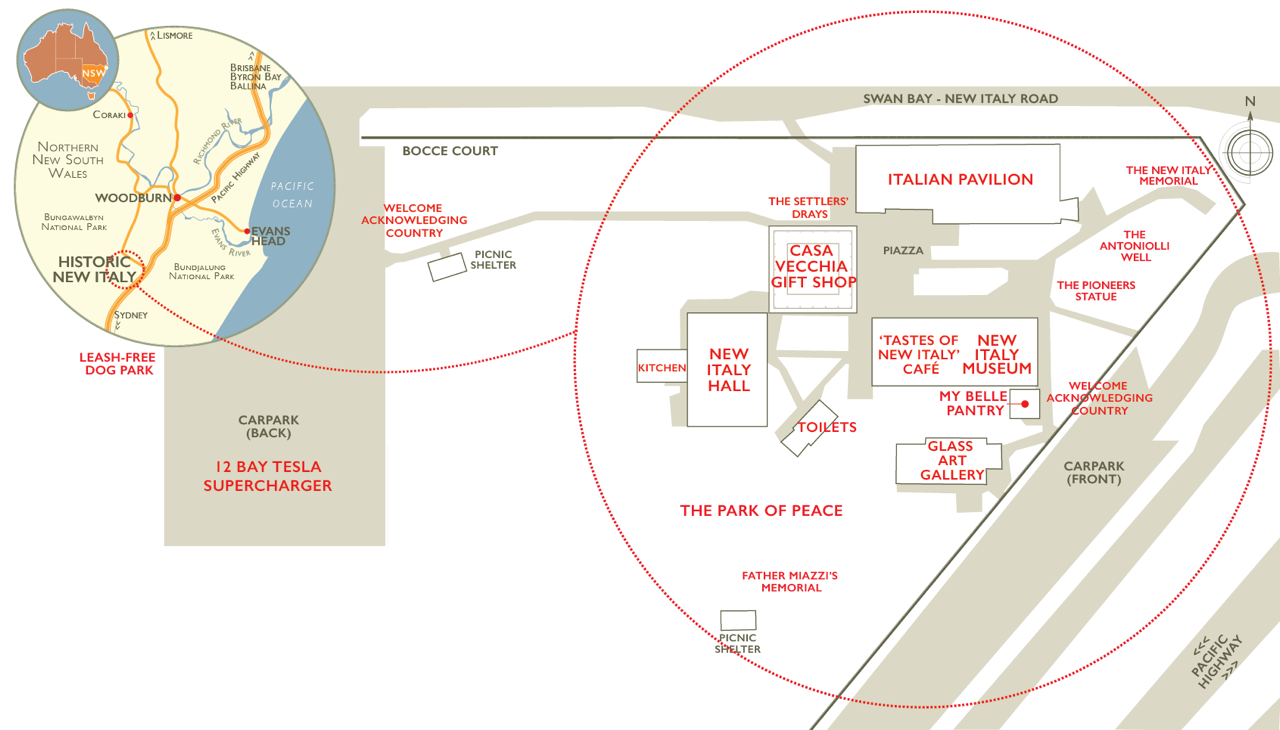 Site map of the Historic New Italy museum complex