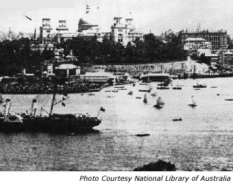 Sydney Harbour, 1881 — the survivors' arrival point